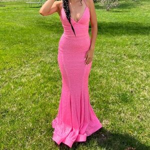 La Femme Pink Sequin Prom Dress